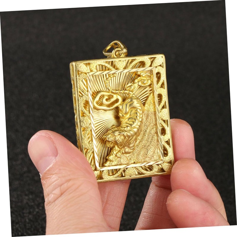 DOITOOL 2pcs Antique Brass Zodiac Tiger Pendant Lightweight Hanging Decor