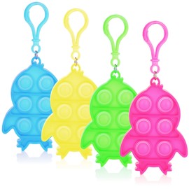 com-four® 4 x Key Ring Bird - Fidget Toy Pop It Push It, Pop Bubble - Anti-Stress Toy for On the Go to Hang - for Children and Adults - [Selection Varies]