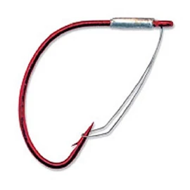Mustad UltraPoint W37754R Wide Gap Weedless Soft Plastics Fishing Hook(Pack of 4), Red, Size 3/0