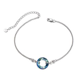 AOBOCO Friendship Bracelets for Women Sterling Silver with Crystal, Great Gift Ideas for Best Friend Sisters Daughter on Christmas Birthday(0.55'' Circle Blu