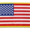 EmbTao American Flag Embroidered Patch Gold Border USA United States