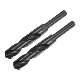 uxcell 2pcs 1/2" Reduced Shank Drill Bits 20mm (25/32") Black Oxide M2-6542 High Speed Steel (HSS) Twist Drill Bits for Stainless Steel Cast Iron Metal Plastic Wood