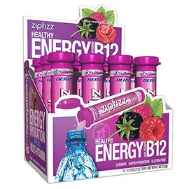 Zipfizz Daily Energy Drink Powder, Berry, 12 Pack | 3-in-1 Sustained Energy, Rapid Hydration, and Essential Vitamins | Sugar-Free | Electrolyte Powder | Contains Vitamin B-12 & Antioxidants