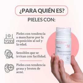 Biune. | Protector Solar Mineral SPF 30 | Toque Seco, Efecto Mate, No Deja Residuos | Con Aloe Vera, Té Verde, Manzanilla y Regalíz | Protección UVB/UVA, Previene la Formación de Manchas en la Piel | 50 ml