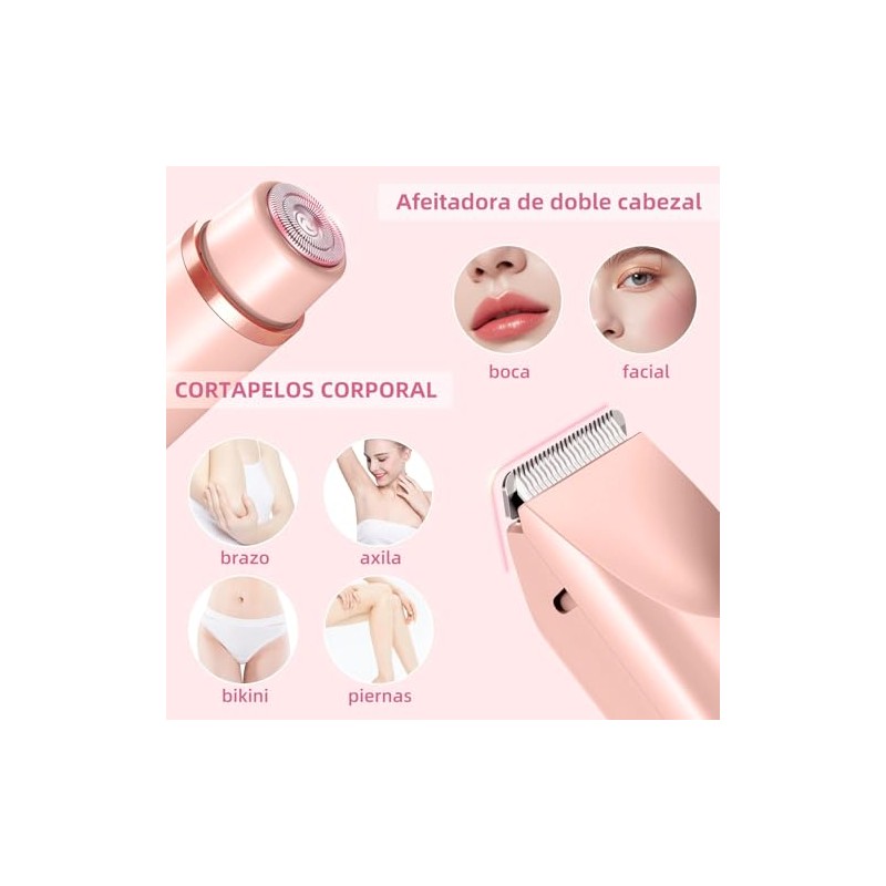 Depiladora Eléctrica y Rasuradora para Mujer 2 en 1, Doble