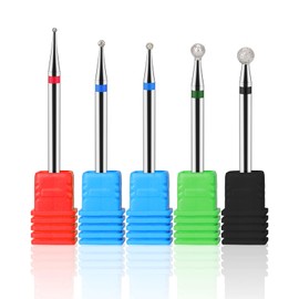 BNG Cuticle Bit Nail Drill Set 5Pcs Electric Ball Drill Bits Kit Nail File For Cuticle Remove, 3/32" Diamond Nail Drill Professional Manicure Pedicure Home Salon Burr Tool