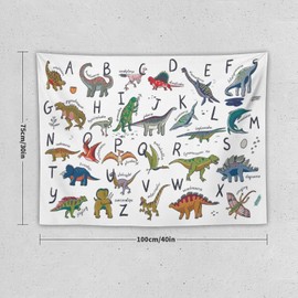 DDCBNS Kids Dinosaur ABC Alphabet Tapestry for Boys & Girls, Funny Educational Wall Hanging for Nursery, Study, Classroom, Bedroom, Living Room - 40" x 30"