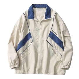 Wyeysyt Women's Windbreaker Jacket Zip Up Lightweight Y2k Jacket Varsity Oversized Sport Jacket Y2k Clothing Outerwear(02White-M)