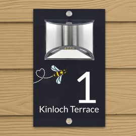 Custom Signs Solar Illuminated Modern Anthracite House Number Sign 24cm x 14.5cm Bee