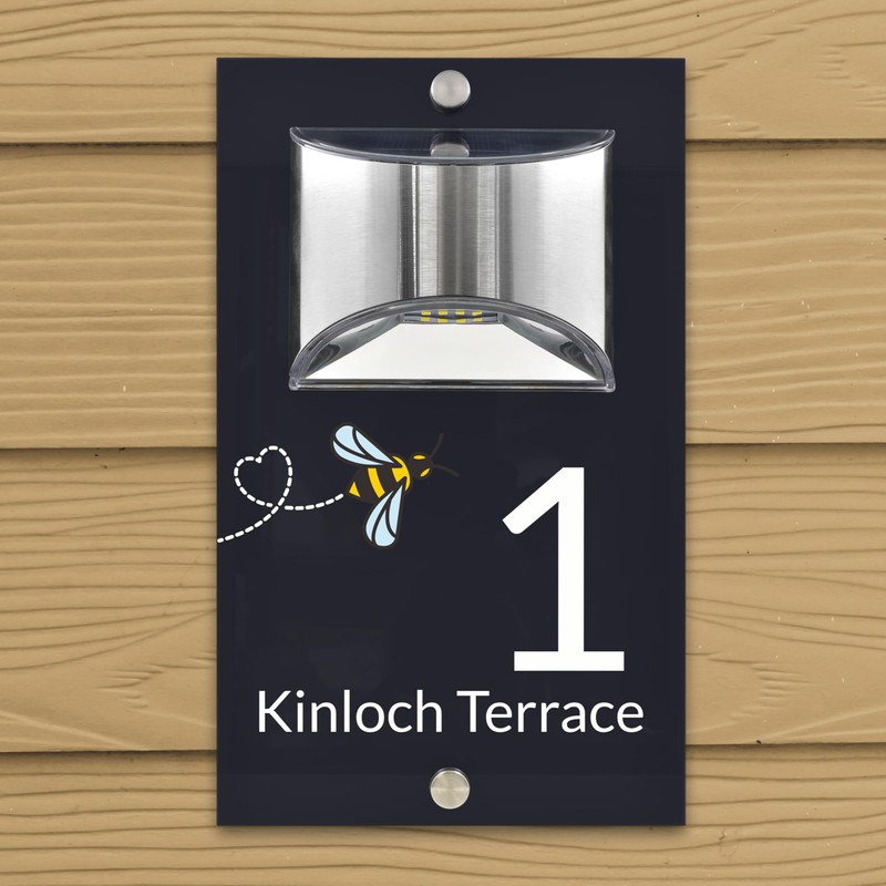 Custom Signs Solar Illuminated Modern Anthracite House Number Sign 24cm