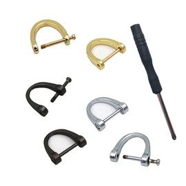 lasenersm 6 Pieces D Rings Screw In Shackle 24mm Horseshoe Buckle Horseshoe Shape D Ring D-Shaped Metal Hoop Locking One Screwdriver Use for DIY Leather Craft Purse Replacement