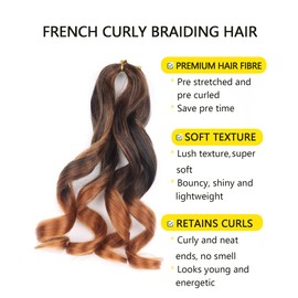Short Kids Braiding Hair 10 Inch Pre Stretched French Curl Braiding Hair 8 Packs French Curls Braiding Hair Loose Wavy Braiding Hair Extensions for Box Braids（10 Inch,T30）