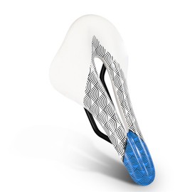 Bike Seat Cushion Shock Absorbing Breathable Comfortable PU High Elasticity Bike Saddle Replacement White Blue Free Size