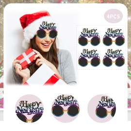 PLATEYTR 4 Pieces Colorful New Year Party Glasses, 2024 New Year's Eve Decoration, New Year's Eve Party Glasses, Novelty Party Glasses Photo Booth Props