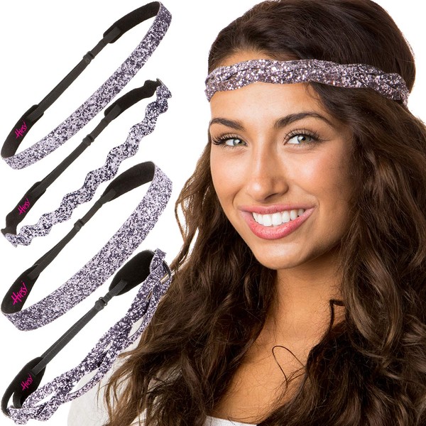Hipsy Plus Size Adjustable No Slip Sparkly Bling Mixed 4pk