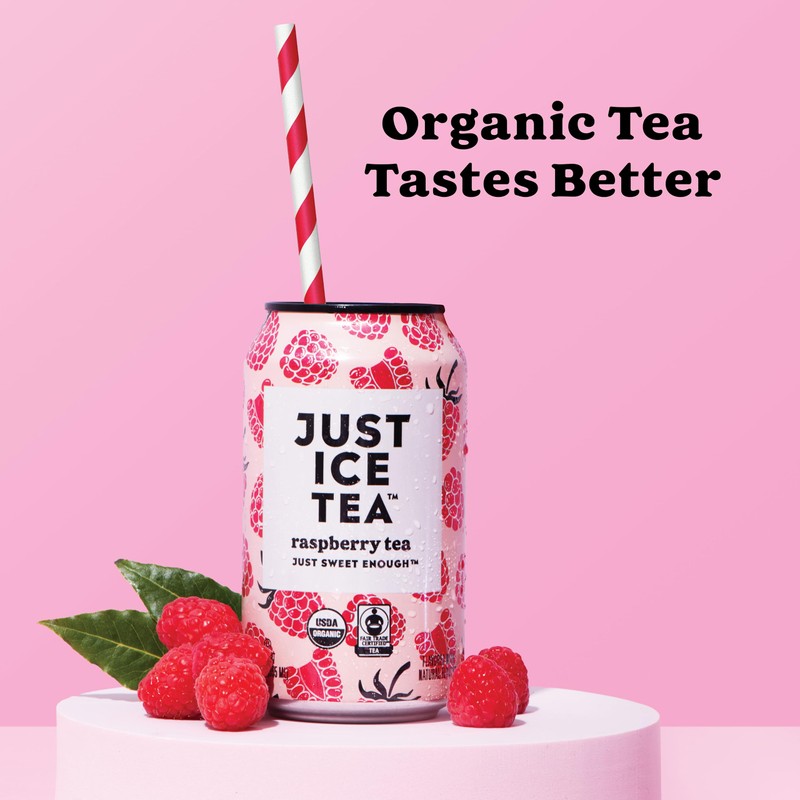 Just Ice Tea, Raspberry Flavored Black Iced Tea, 12-Pack (12oz