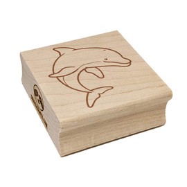 Friendly Bottlenose Dolphin Square Rubber Stamp for Stamping Crafting - 1.75in Medium