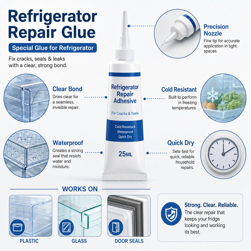 Clear Refrigerator Repair Adhesive for Plastic & Glass – 25