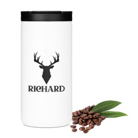 GRAZDesign Thermobecher mit Namen personalisiert, Hirsch Geschenk Weihnachten, Kaffeebecher to go Edelstahl 400ml