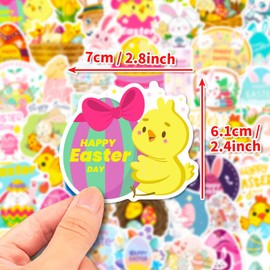 Easter Stickers Basket Stuffers Decorations - 100Pcs Easter Egg Stickers Stuffers Decorations Stickers Gifts for Kids, Vinyl Easter Basket Stuffers Stickers Decor Indoor Gifts for Kids Toddler Teens