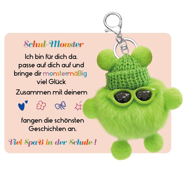 Geschenk Einschulung Schul Monster Plüsch, Einschulung Schlüsselanhänger, Glücksbringer Schule, Mutmacher