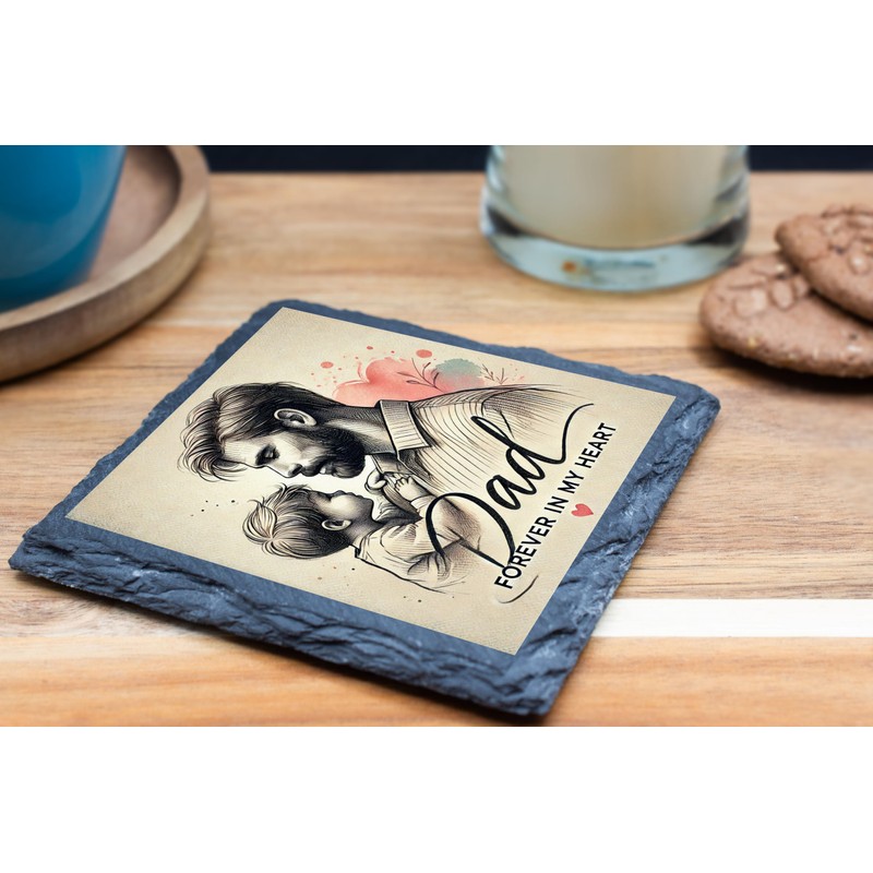 Dad Slate Coaster – Forever in My Heart Sentimental Gift