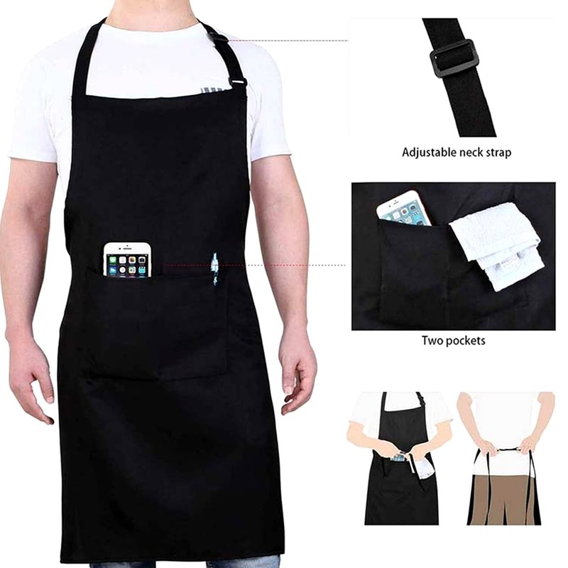 YONEEKSS 2 Pack Kitchen Apron Adjustable Bib Apron with 2