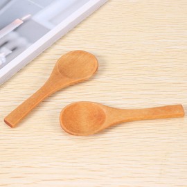 Krytavo 30 Stück kleine Holzlöffel Mini Holzlöffel Mini Löffel Verkostung Gewürze Salzlöffel für Küche Kochen Öl (Farbe des Naturholzes)