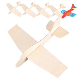 SUPVOX 6Pcs Wooden Airplane Model Kit Blank Painting Planes for Creative Craft Present Unfinished Balsa Airplane Educational Handicraft Activity