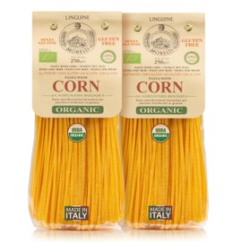 Morelli Organic Gluten Free Linguine Pasta Made With Corn - Vegan Corn Noodles, Imported Organic Pasta from Italy, Italian Gourmet Food - 8.8 oz - Pack of 2