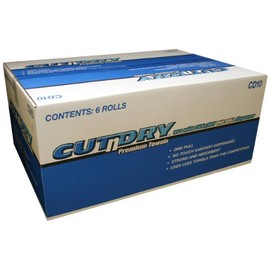 Berk Wiper CUTNDRY 10 Premium Hands Free Towel, 10" Length x 8" Width, White (Case of 6 Rolls)