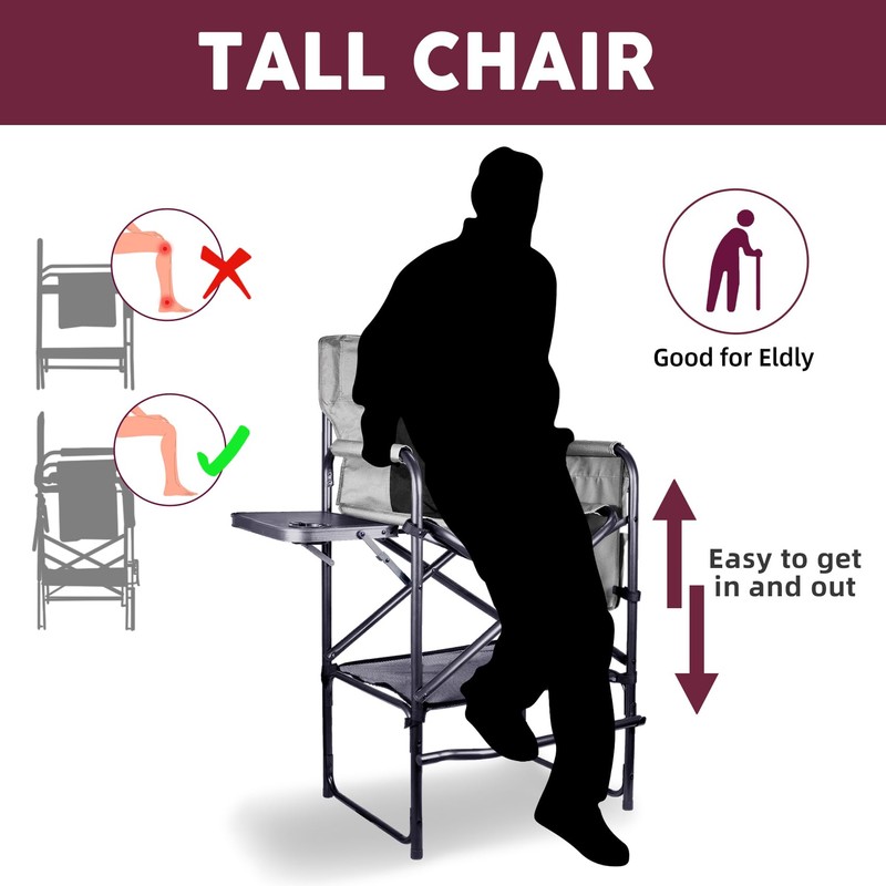 Foristrail 30" Tall Directors Chair with Side Table, 400LBS Bar