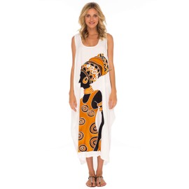 SHU-SHI - Women's Summer Dress - Ideal Casual Look for the Beach - Loose Design - Oversize, Women's motif - white