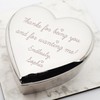 Beautifully Engraved With Your Own Handwriting Silver Heart Shaped Trinket