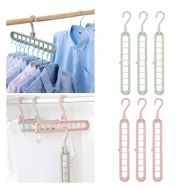 Hangers Space Saving - Plastic Collapsible Hanger Organizer for Shirt - Closet Hangers Space Saver with 9 Holes - Magic Foldable Clothes Hangers Space Saving for Wardrobe, 6 Pcs