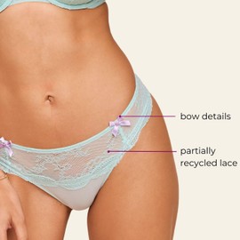 Adore Me Anabella Cheeky Panties - XS-4X Regular & Plus-Size Cheeky Underwear For Women, Lace Underwear For Women With Bows, Medium Blue, S