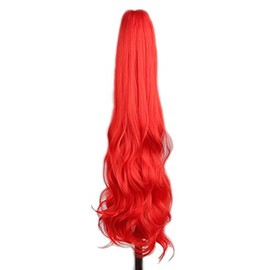 Yuehong Long Wavy 21" Colorful Clip In/On Hair Extensions Piece Curly Claw Ponytail wig (Red)