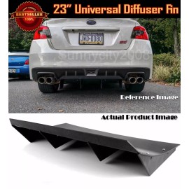 SDeelCase 23" x 9" Black Universal Rear Bumper 4 Fins Curved Diffuser Fin For Mitsubishi
