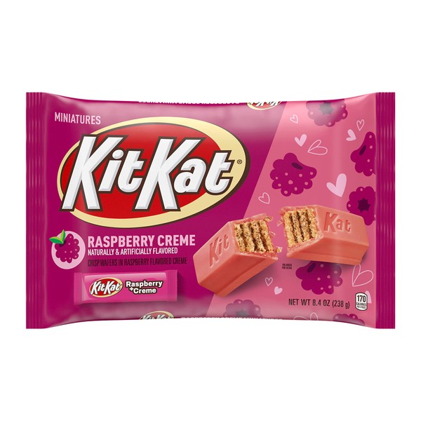 Kit Kat Barras De Caramelo De Oblea De Crema Con Sabor A Frambuesa En Miniatura, Día De San Valentín, Bolsa De 8.4 Onzas