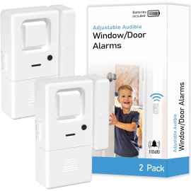agsh4058 2pcs Adjustable Wireless Volume Window Door Alarm Sensor for Kids Home NEW