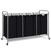 STORAGE MANIAC 5 Section Laundry Sorter, 5 Bins Rolling Separator