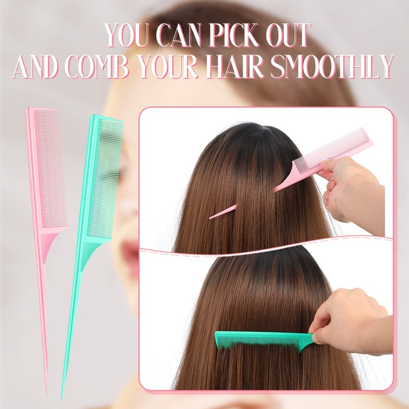 2 Pack Rat Tail Combs for Women Fine Tooth Comb