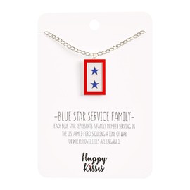 Happy Kisses Blue Star Service - Collar con diseño de bandera con colgante de estrella azul para mamá, una, dos y tres estrellas, tarjeta de mensaje, 45.72cm, Metal,