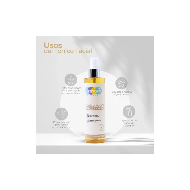 Tónico Facial De Arroz Y Avena Vemare Hidratación 250 Ml
