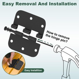 Estmoon 42 Pack Matte Black Door Hinges 3.5 x 3.5 Inch, 5/8" Radius Rounded Interior Hinges for Doors Heavy Duty Door Hardware Removable Pin Hinges for Standard Door/Bedroom Door/Bathroom Door,6 Holes