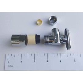 (10) 1/4 TURN ANGLE STOP VALVE COMPRESSION 3/8" OD X 1/2" CPVC ( BRASS) HQ