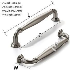 khtumeware 10 Pack 5 Inch(128mm) Brushed Satin Nickel Heavy Duty Solid Cabinet Handles Cabinet Pulls Heavy Duty Solid Cabinet Hardware for Cupboard Drawer Pulls Dresser Handle