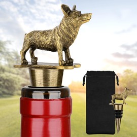 LKKCHER Corgi Wine Stopper, Corgi Decorative Gifts for Dog Lovers Women Men, Corgi Gifts, Birthday Fathers Day Christmas Gifts for Women Men, Bronze Dog Wine Saver with Bag