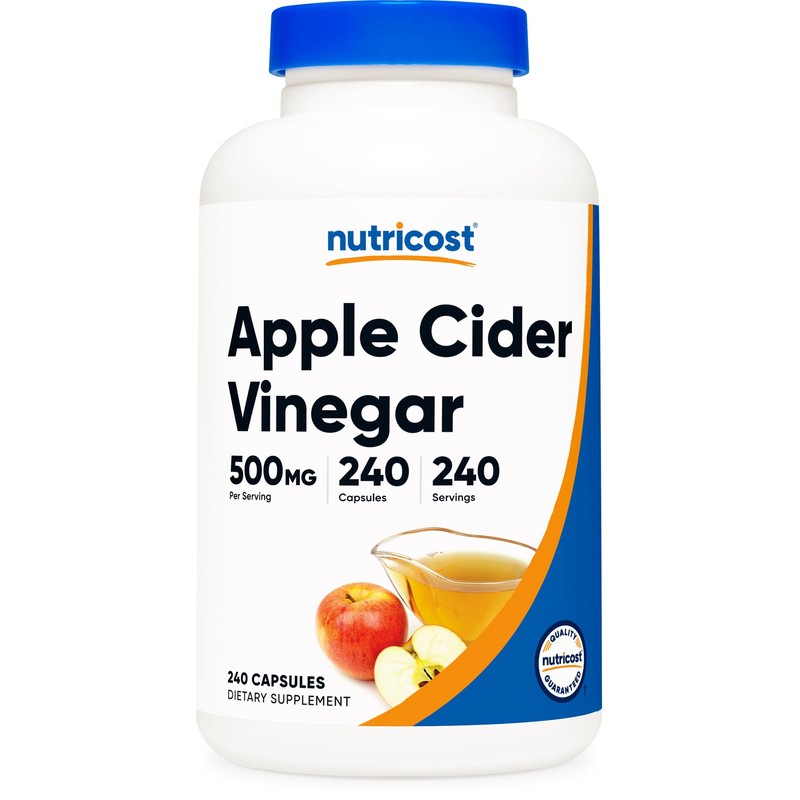 Nutricost Apple Cider Vinegar Capsules 500mg, 240 Vegetarian Capsules -