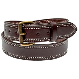 Handcrafted Double Stitched Bridal Leather Belt, 100% Leather 1-1/2" Amish Made in Lancaster PA